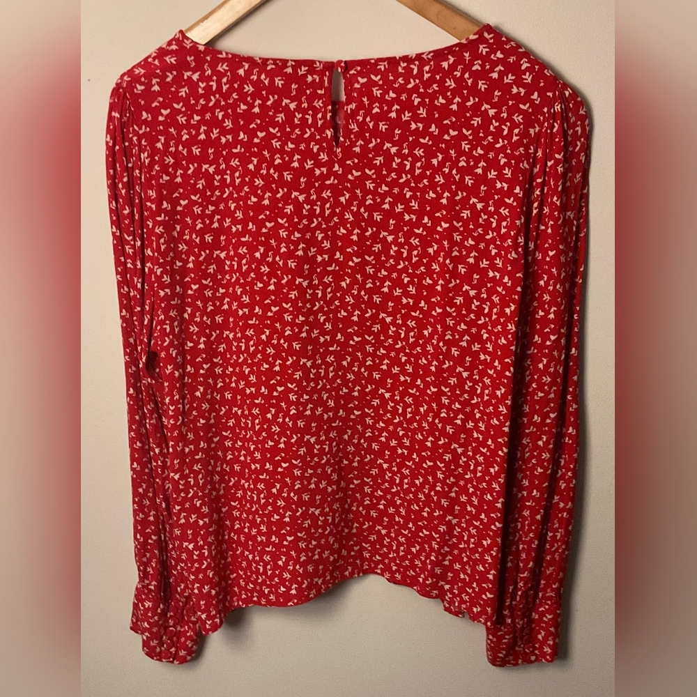 J. Crew Red and White Pretty Patterned Blouse - Picture 3 of 7